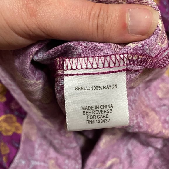 Modcloth Purple Floral Print Tie Blouse Size XL - Picture 2 of 5